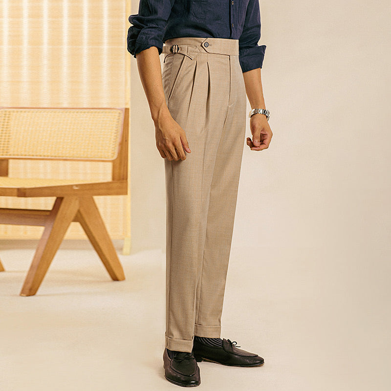 Men's Straight-Fit Trousers with Double Pleats