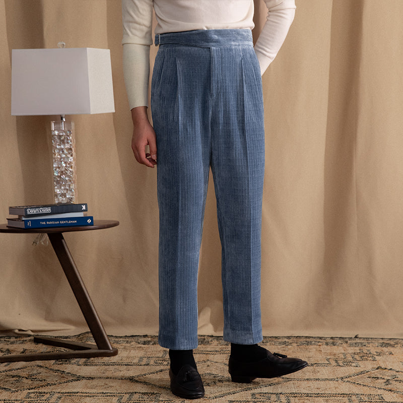 Men's Catania Chenille Ribbed Double Pleated Gurkha Trousers