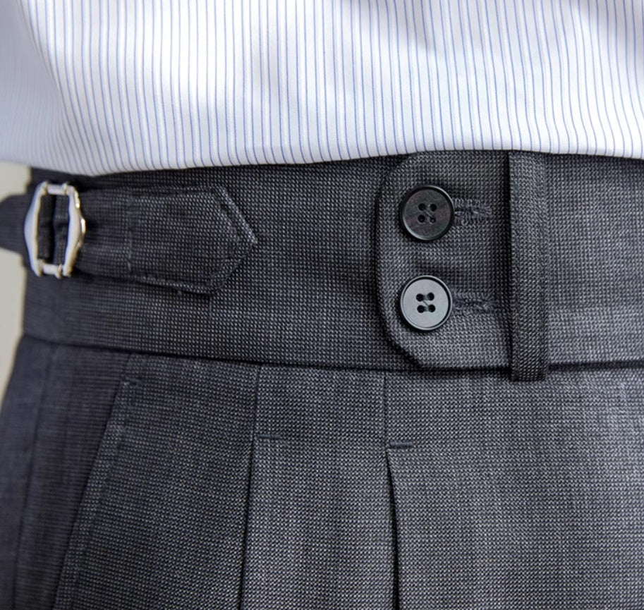 Men's  Trieste Straight Fit Double Button Pleated Trousers