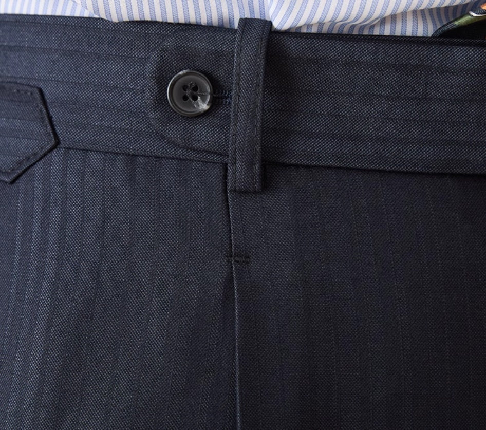 Men's  Lazio Herringbone Striped Straight Fit Pleated Trousers