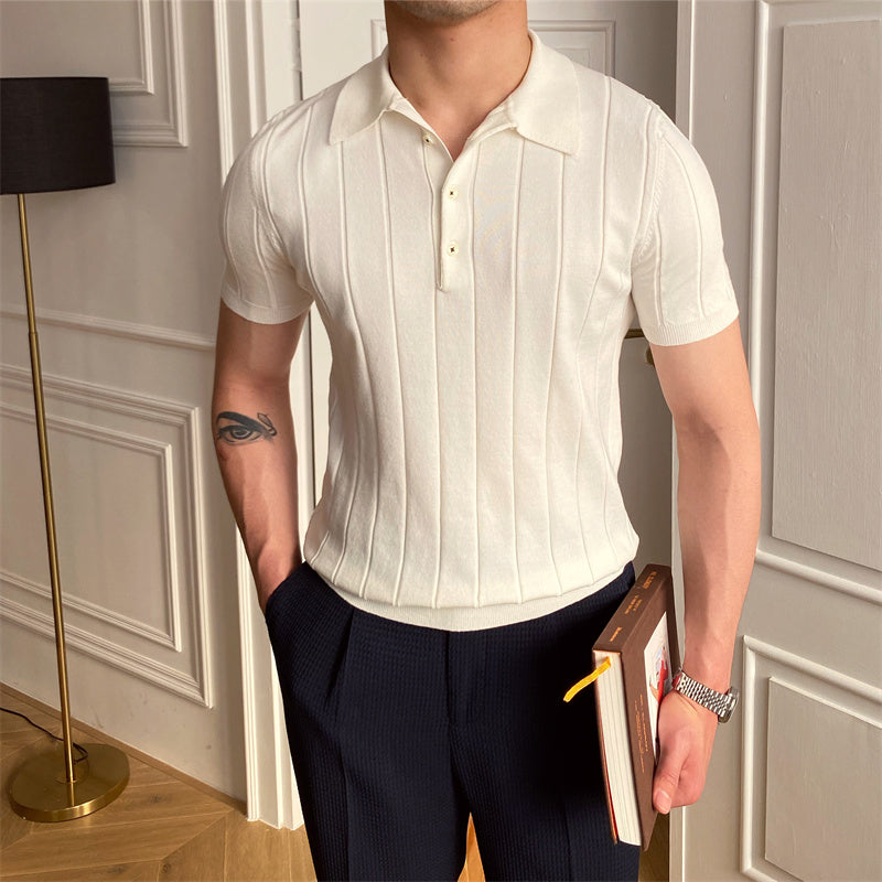 Men's Pleated Elegance Knitted Polo