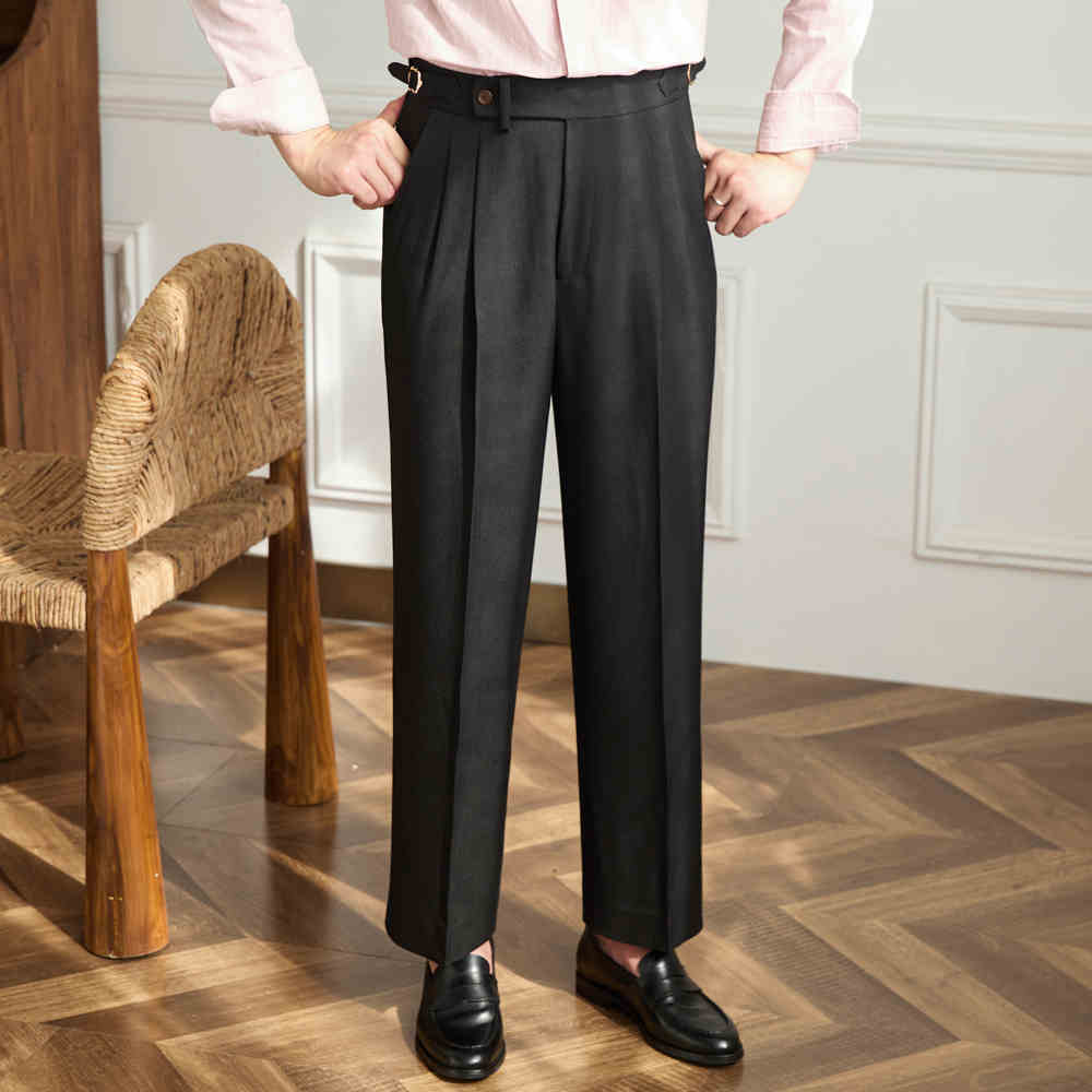 Men's  Grosseto Wide Fit Double Pleated Trousers
