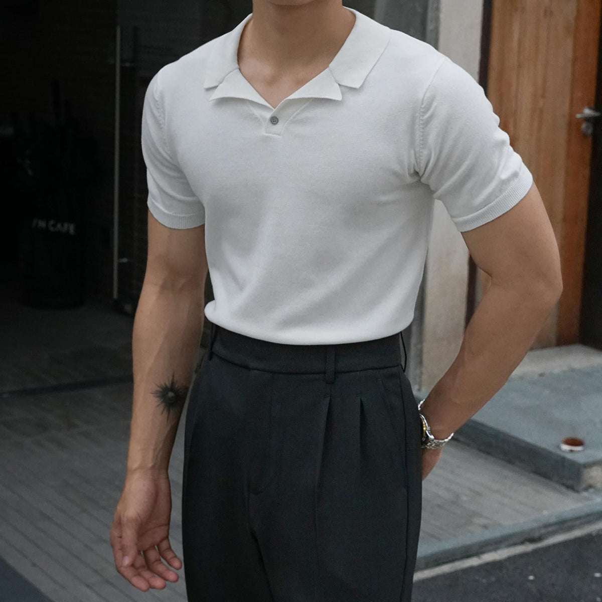 Men's Fit Spread Collar Polo Shirt