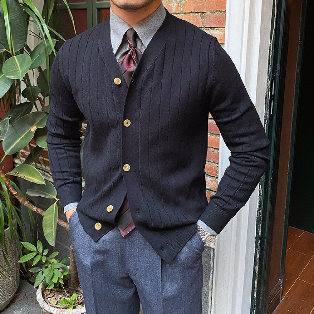 Men’s Pleated Knit Cardigan