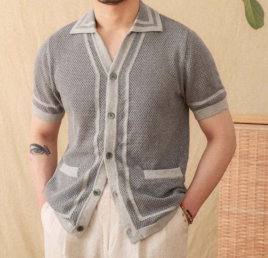 Men’s Contrast Knit Short Sleeve Shirt