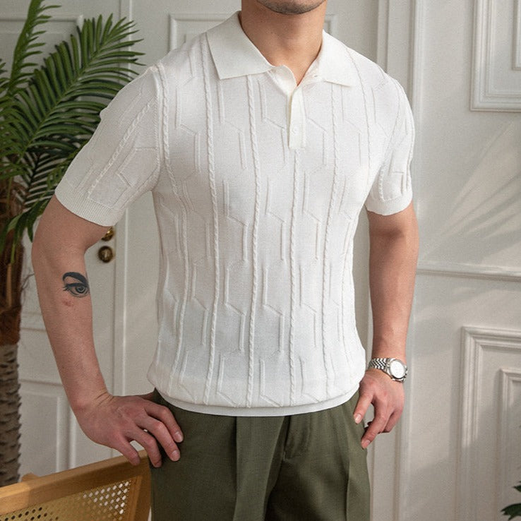 Men's Embossed Royal Knitted Polo