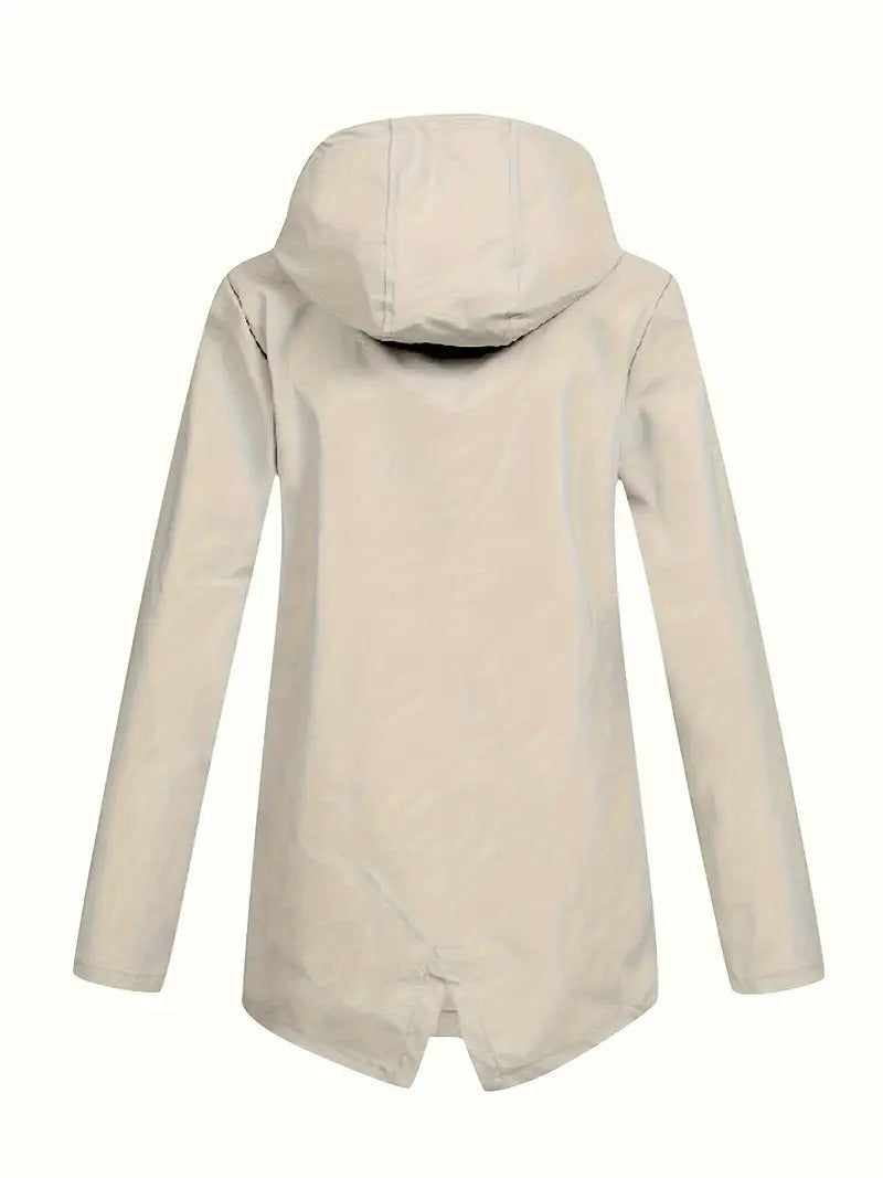 Women's Hooded Winter Jacket, Wind-Resistant, Zip Closure, Flap Pockets, Transitional Jacket