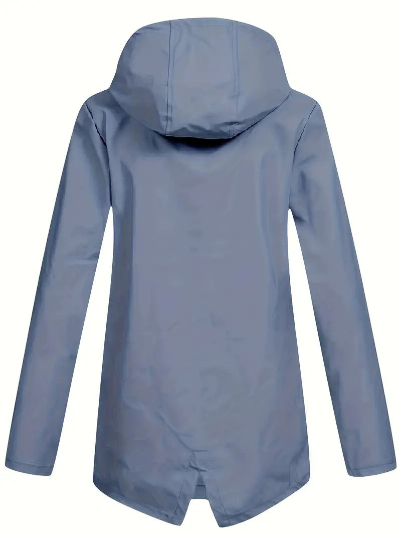 Women's Hooded Winter Jacket, Wind-Resistant, Zip Closure, Flap Pockets, Transitional Jacket