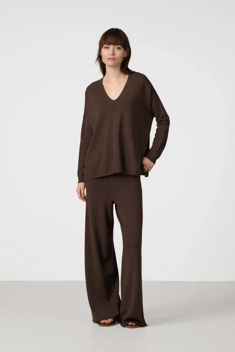Women's Chocolate Brown V-Neck Sweater