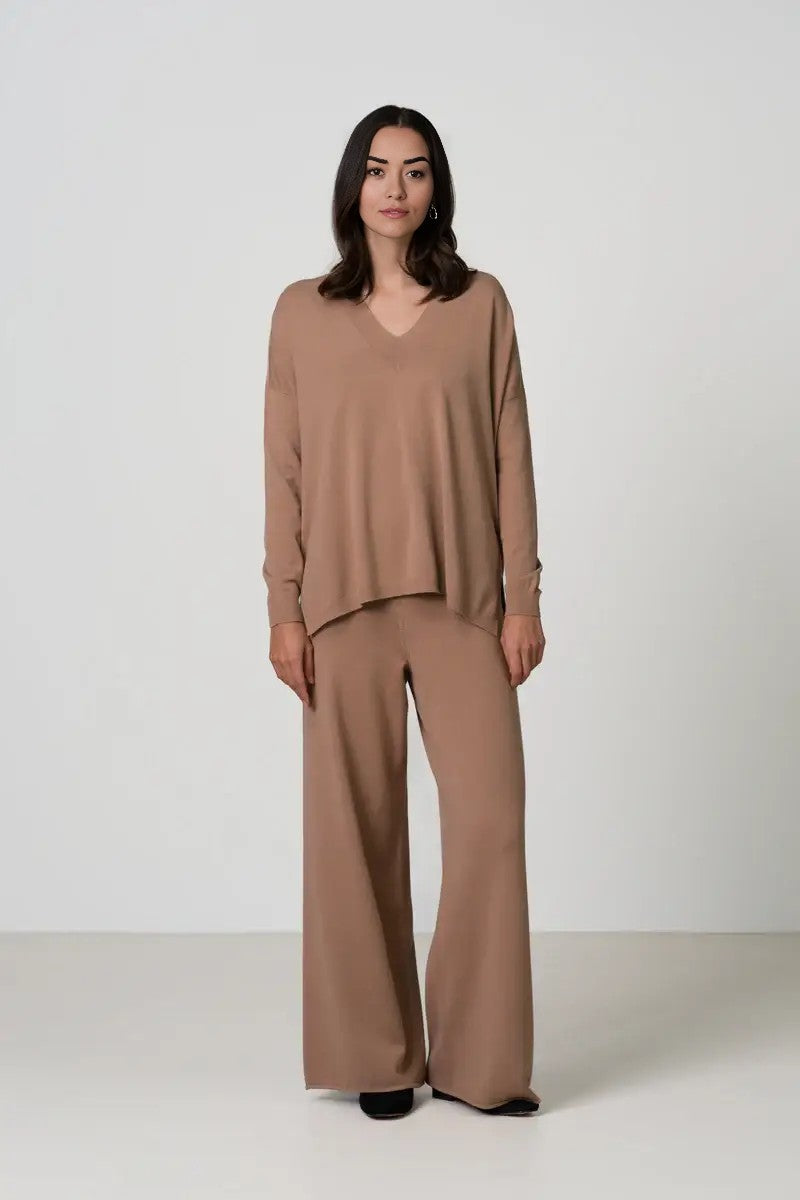Women's Chestnut Brown V-Neck Sweater