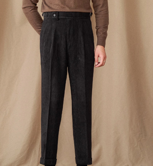 Men's  Cambridge Chenille Straight Fit Pleated Trousers