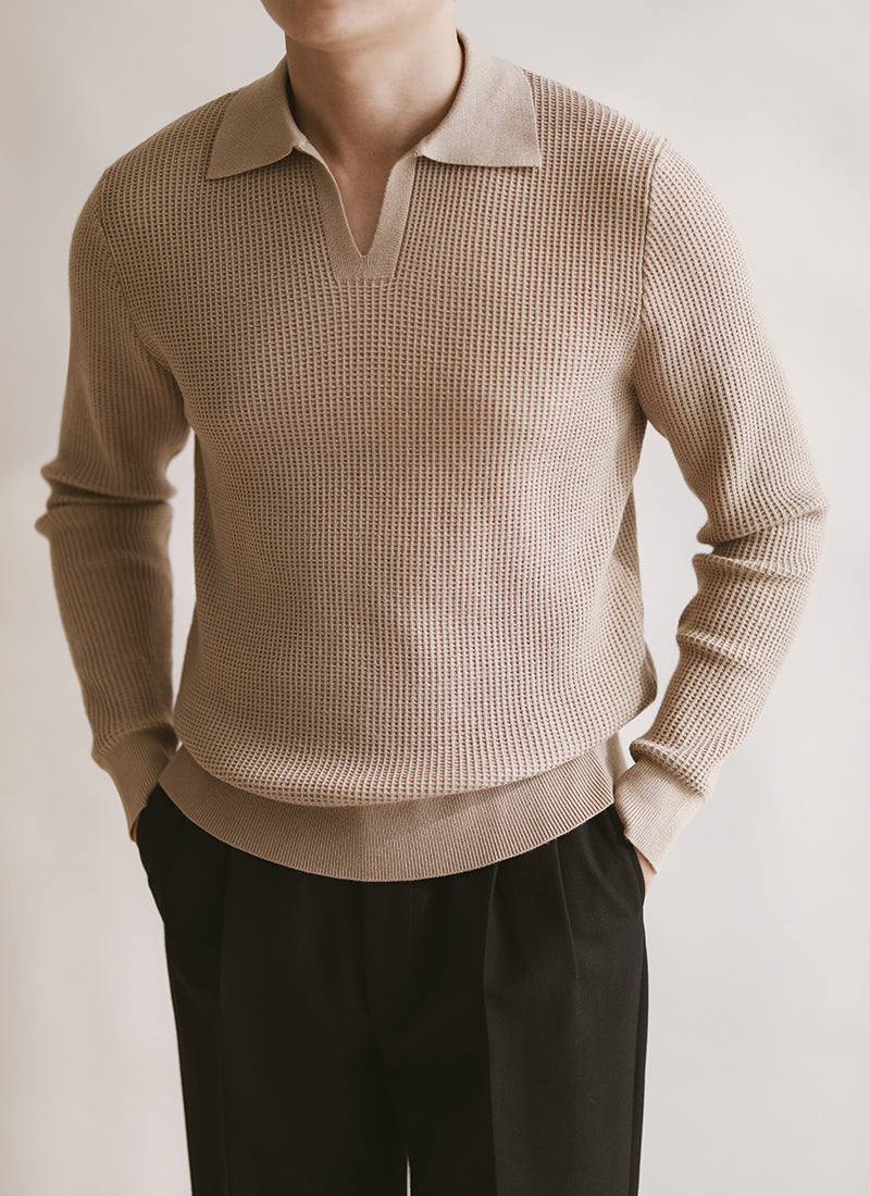 Men's Relaxed Knit Polo Sweater