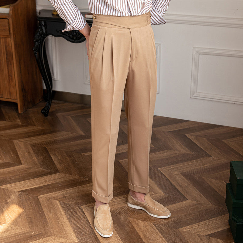 Men's Straight-Fit Trousers with Pleats