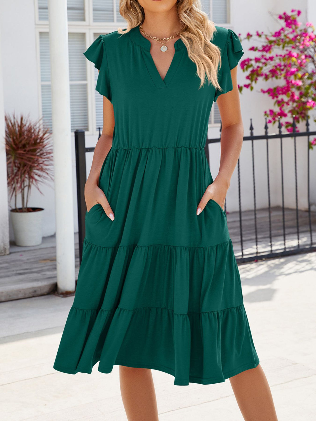 Women's Ruffled Tiered Midi Dress