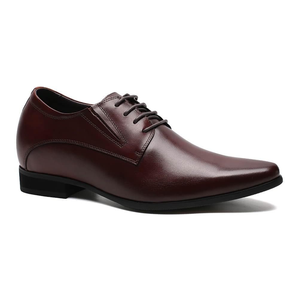 Men’s Derby Shoes with 8 cm Invisible Height Increase, Calfskin Leather and Contrasting Rubber Sole