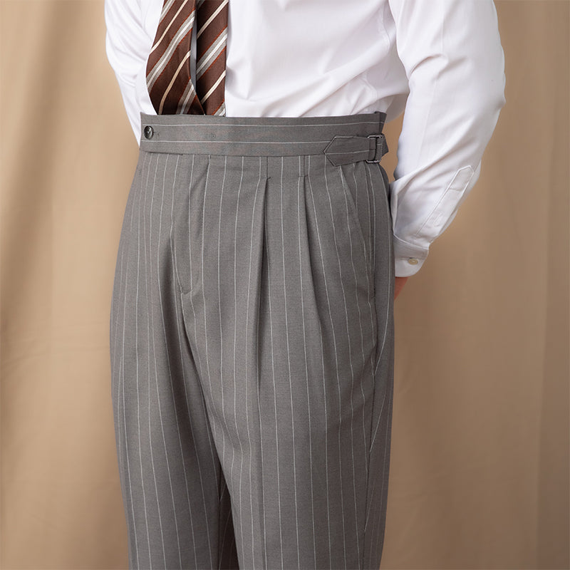 Men’s Pinstripe Double Pleated Trousers