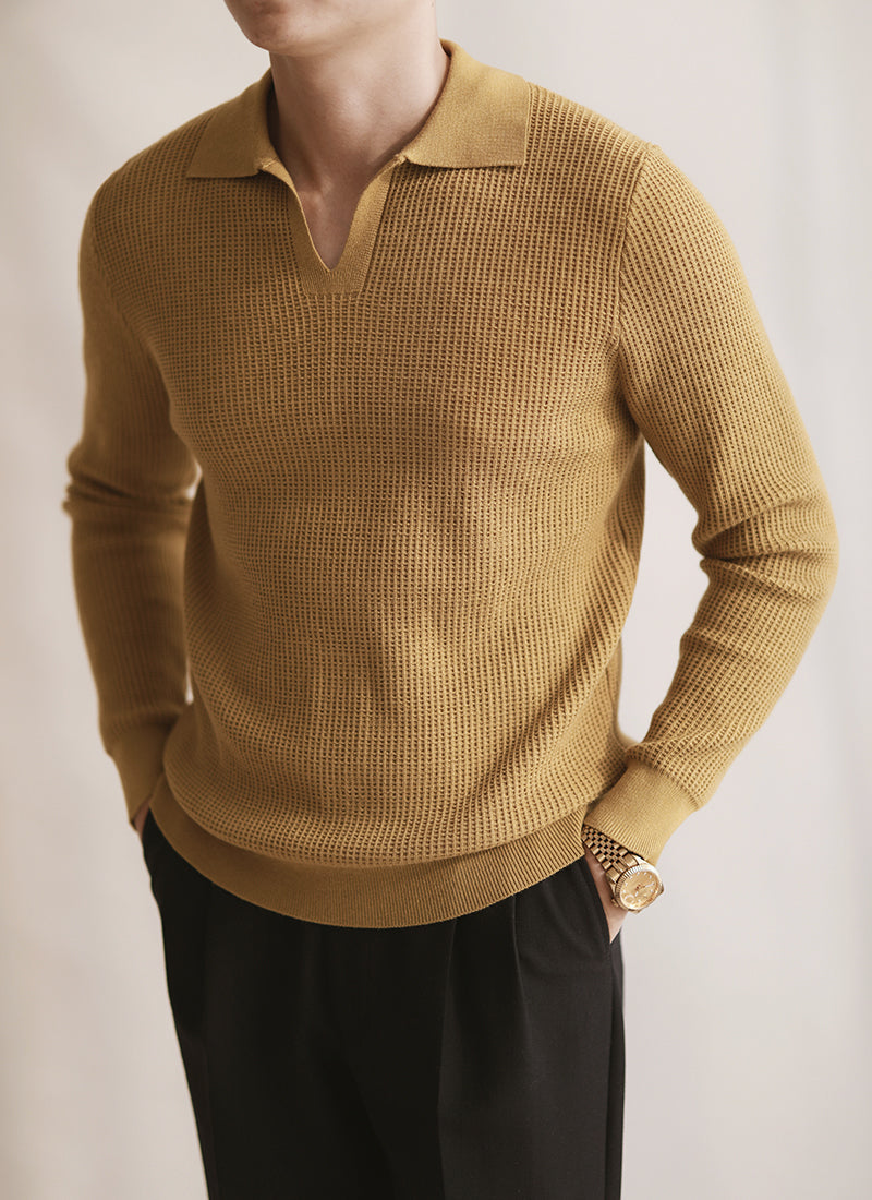 Men's Relaxed Knit Polo Sweater