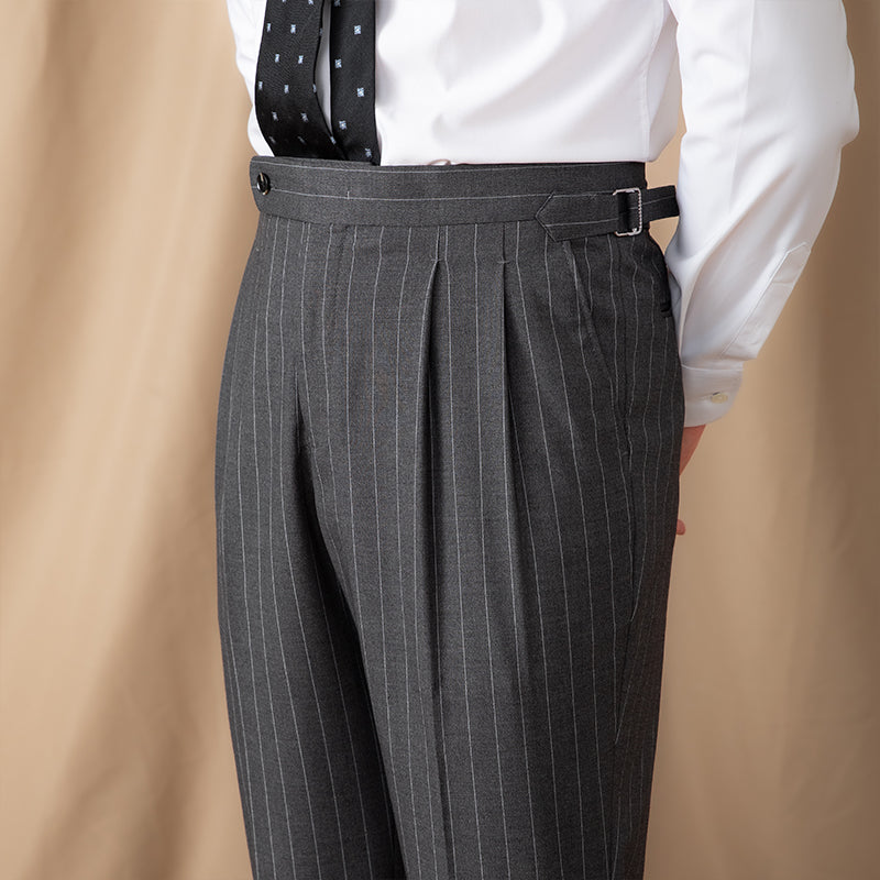 Men’s Pinstripe Double Pleated Trousers