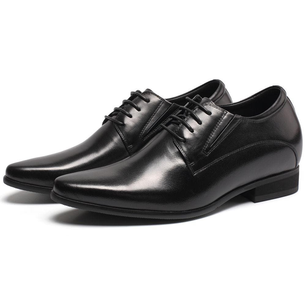 Men’s Derby Shoes with 8 cm Invisible Height Increase, Calfskin Leather and Contrasting Rubber Sole