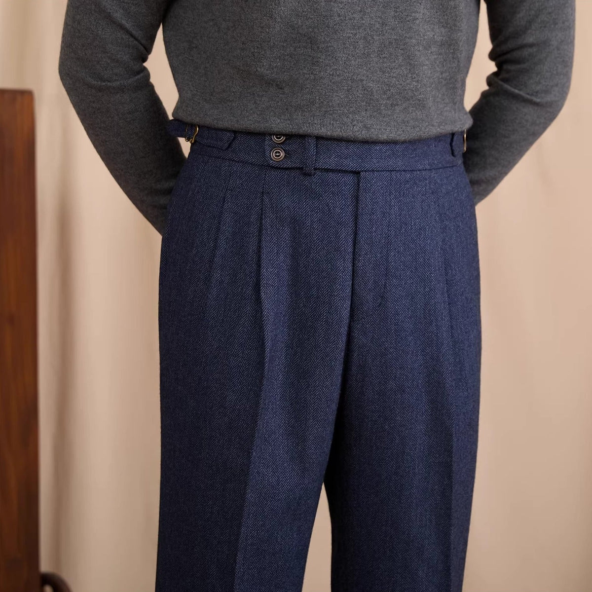 Men's Vienna Herringbone Wool Blend Trousers