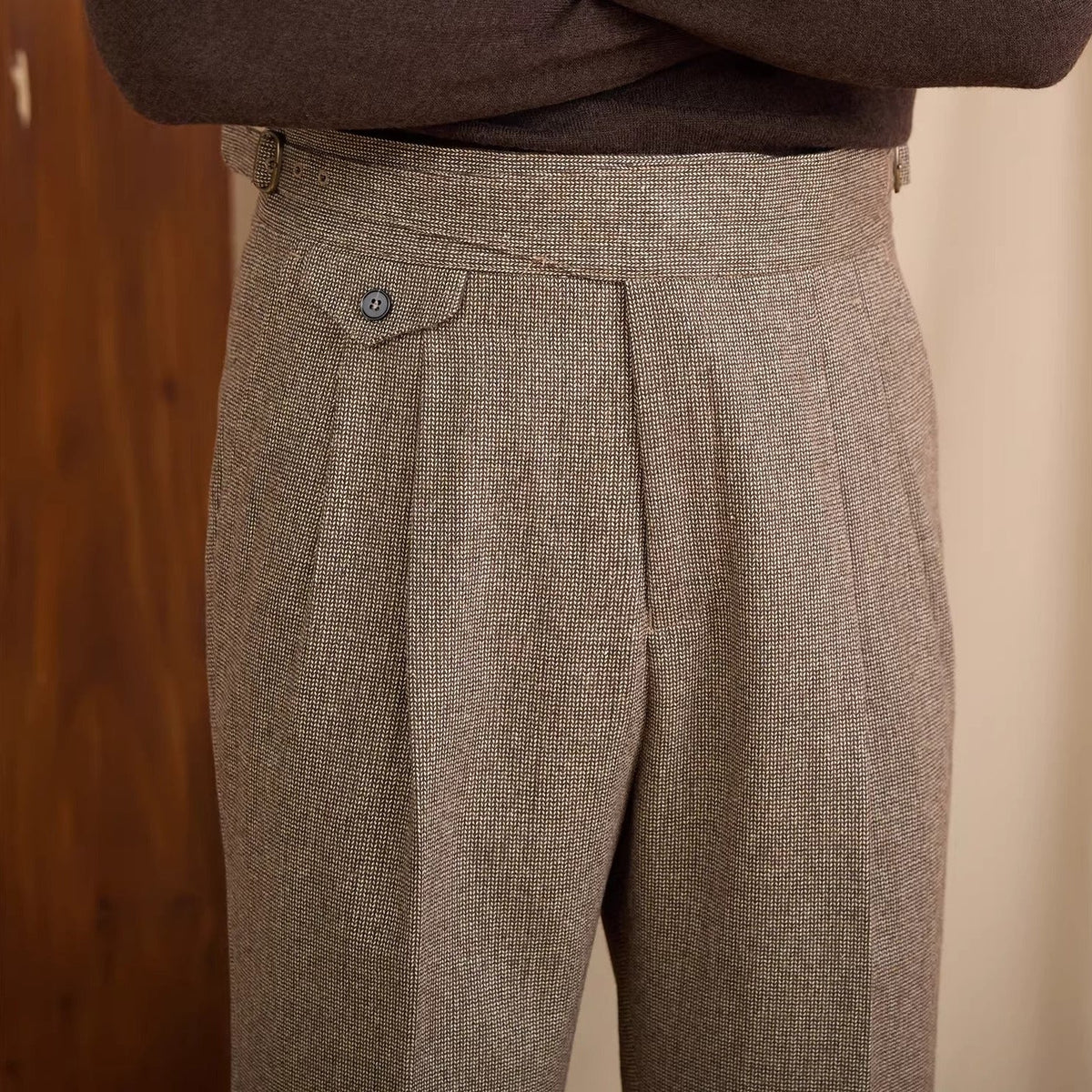 Men's Napoli Houndstooth Wool Blend Gurkha Trousers