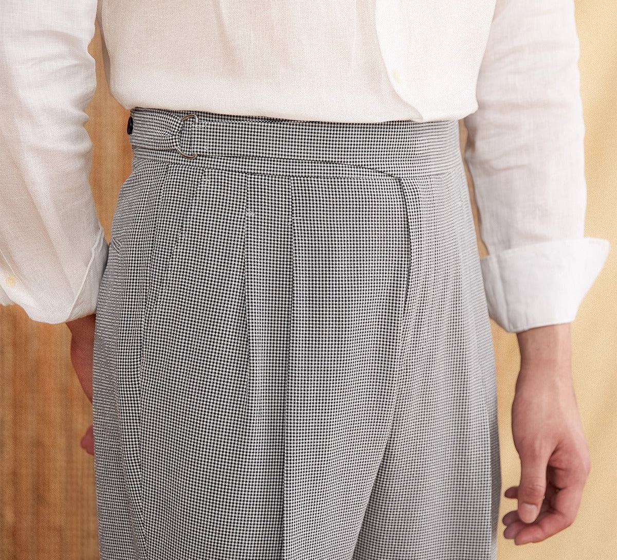 Men's  Portovenere Seersucker Houndstooth High Waisted Trousers