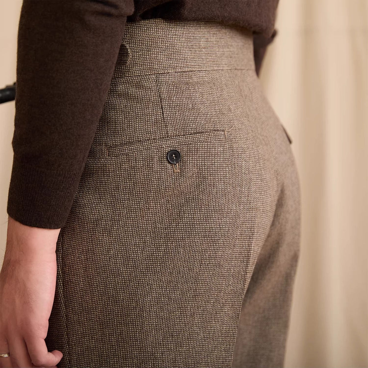 Men's Napoli Houndstooth Wool Blend Gurkha Trousers