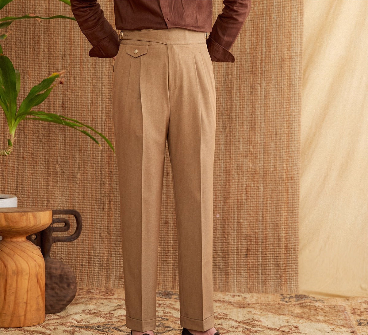 Men's  Sicilia Gurkha Straight Fit High Waisted Trousers