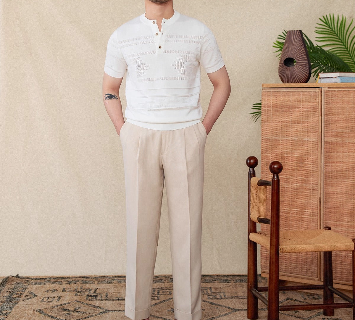 Men's Navajo Essential Cotton-Blend Henley