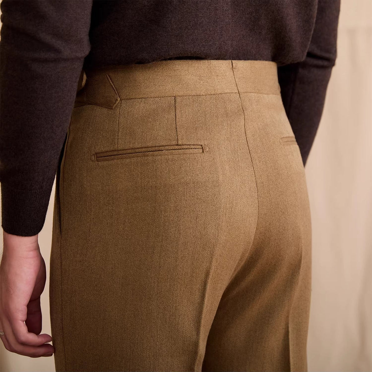 Men's Bern Wool Blend Herringbone High Waisted Trousers