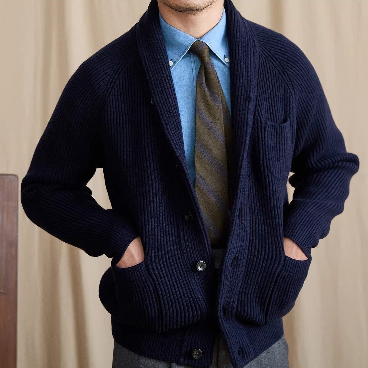 Men's Harrow Ribbed Shawl Collar Cardigan