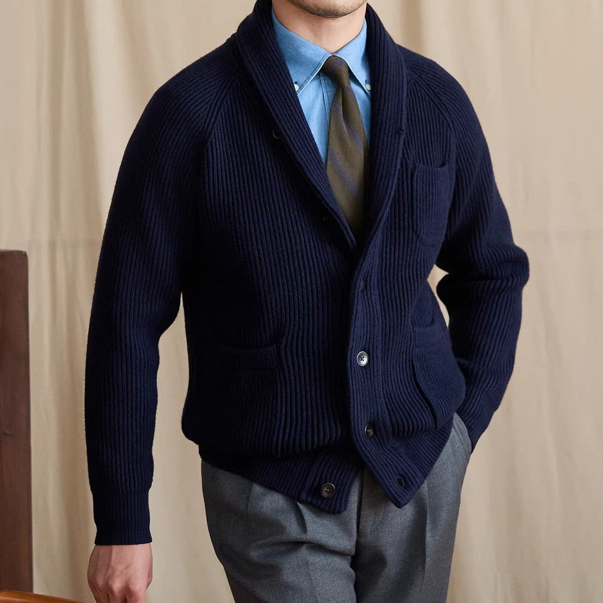 Men's Harrow Ribbed Shawl Collar Cardigan