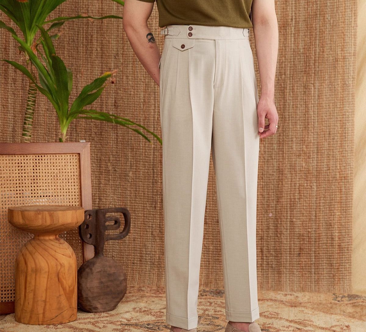 Men's  Catanzaro High Waisted Straight Fit Trousers