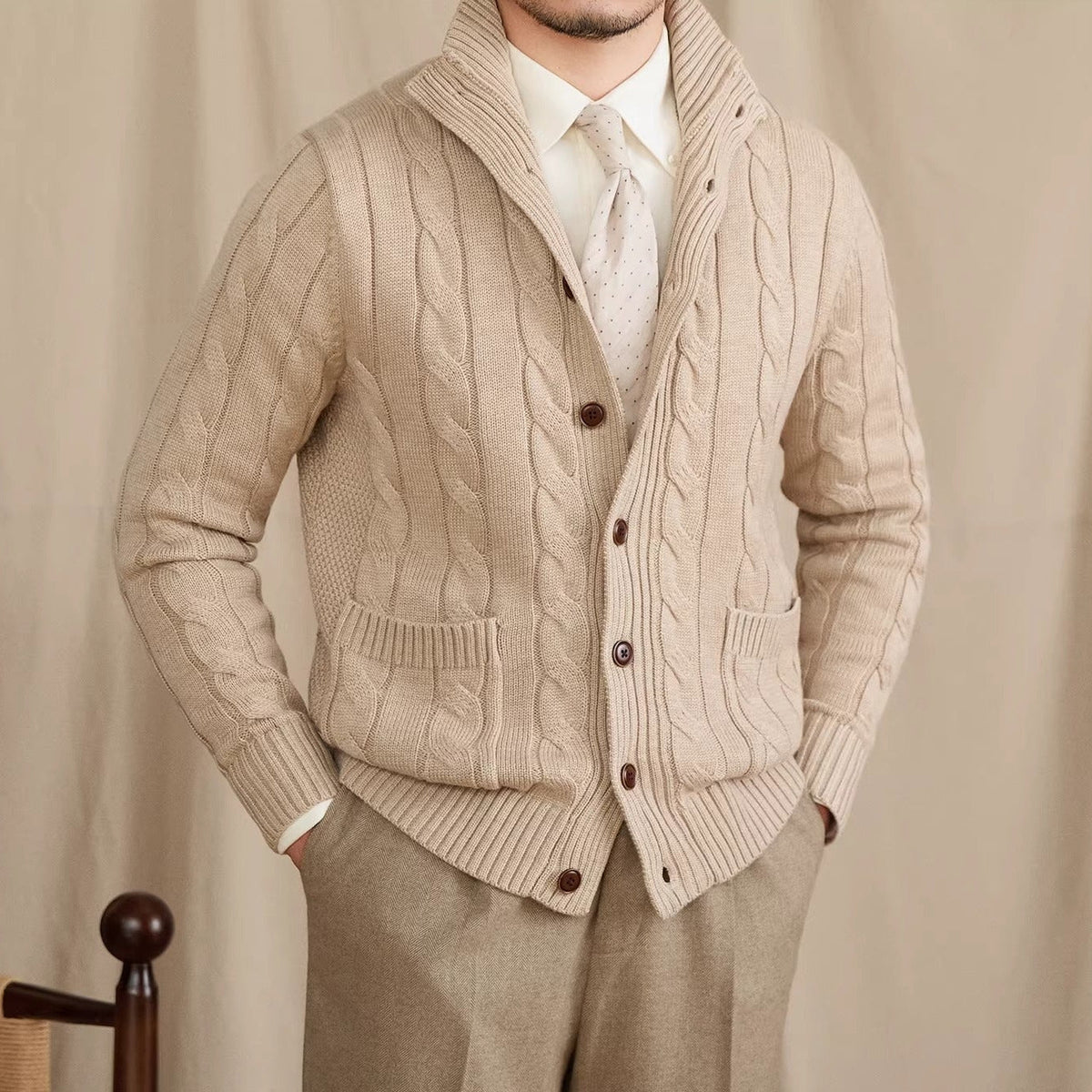 Men's St Moritz Buttoned Cable Knit Cardigan