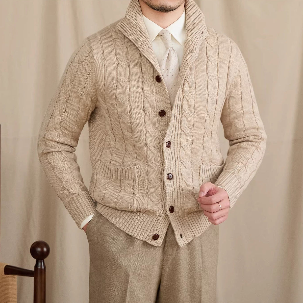 Men's St Moritz Buttoned Cable Knit Cardigan