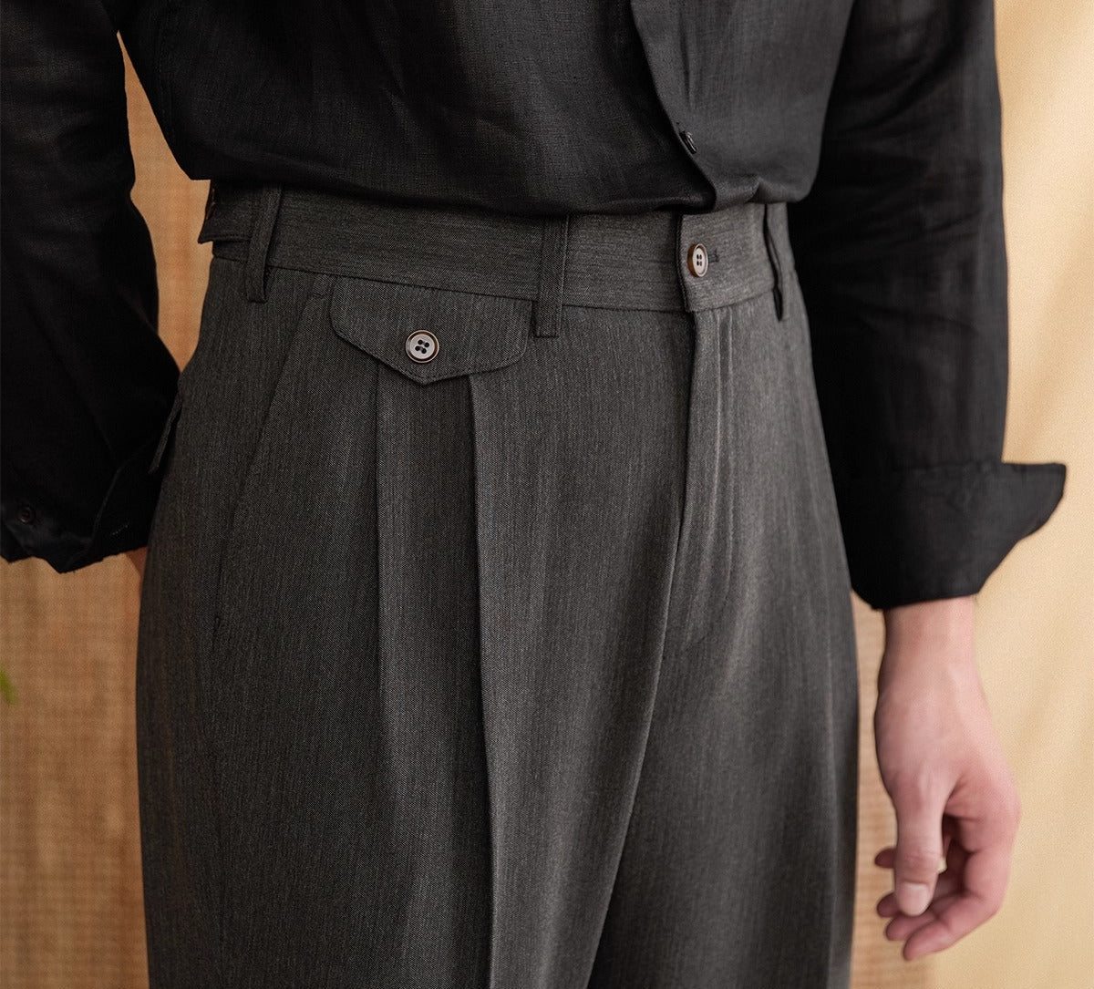 Men’s Straight Fit Trousers with Coin Pocket