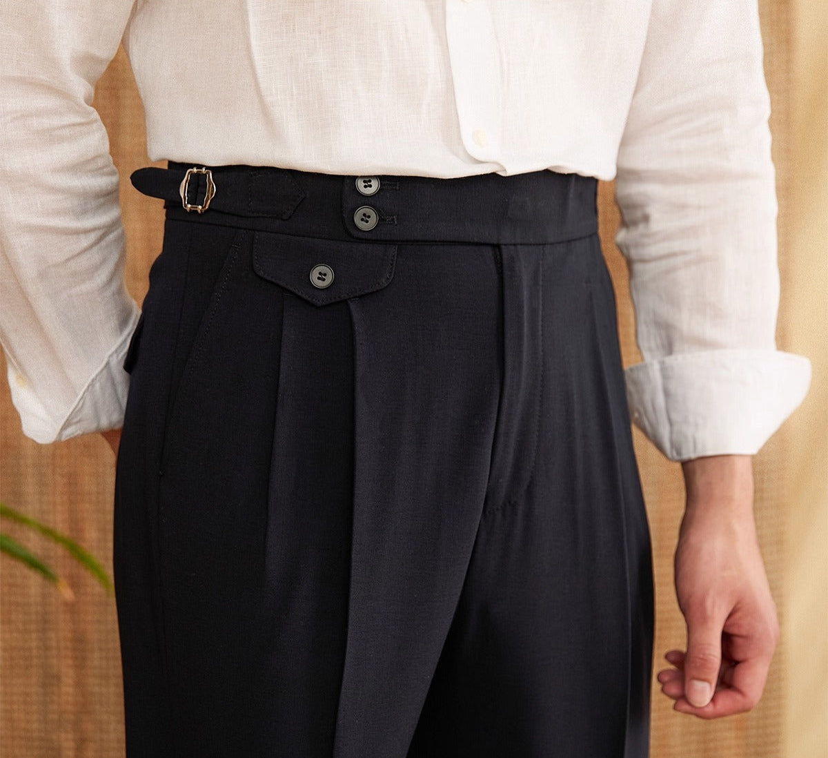 Men's  Catanzaro High Waisted Straight Fit Trousers