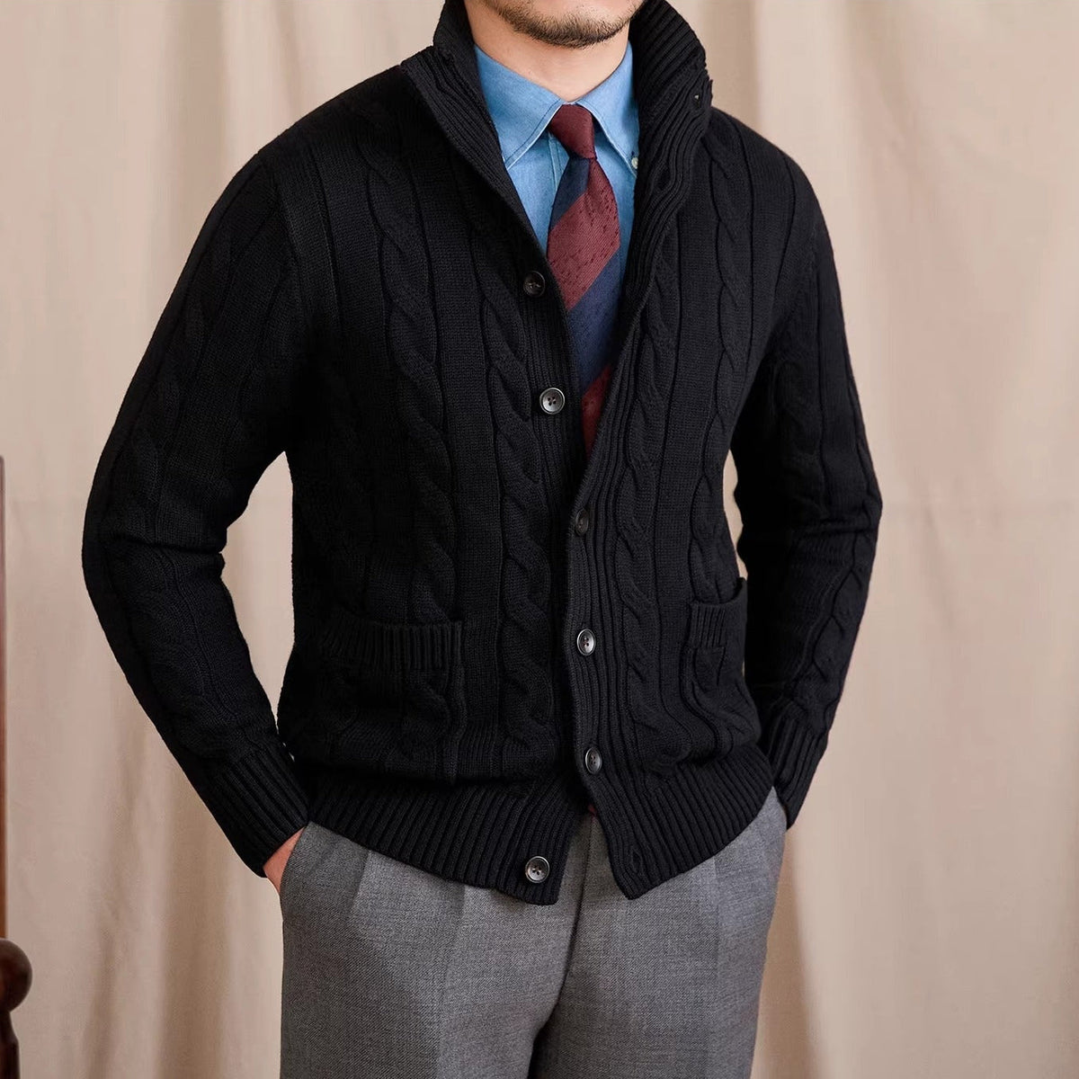 Men's St Moritz Buttoned Cable Knit Cardigan