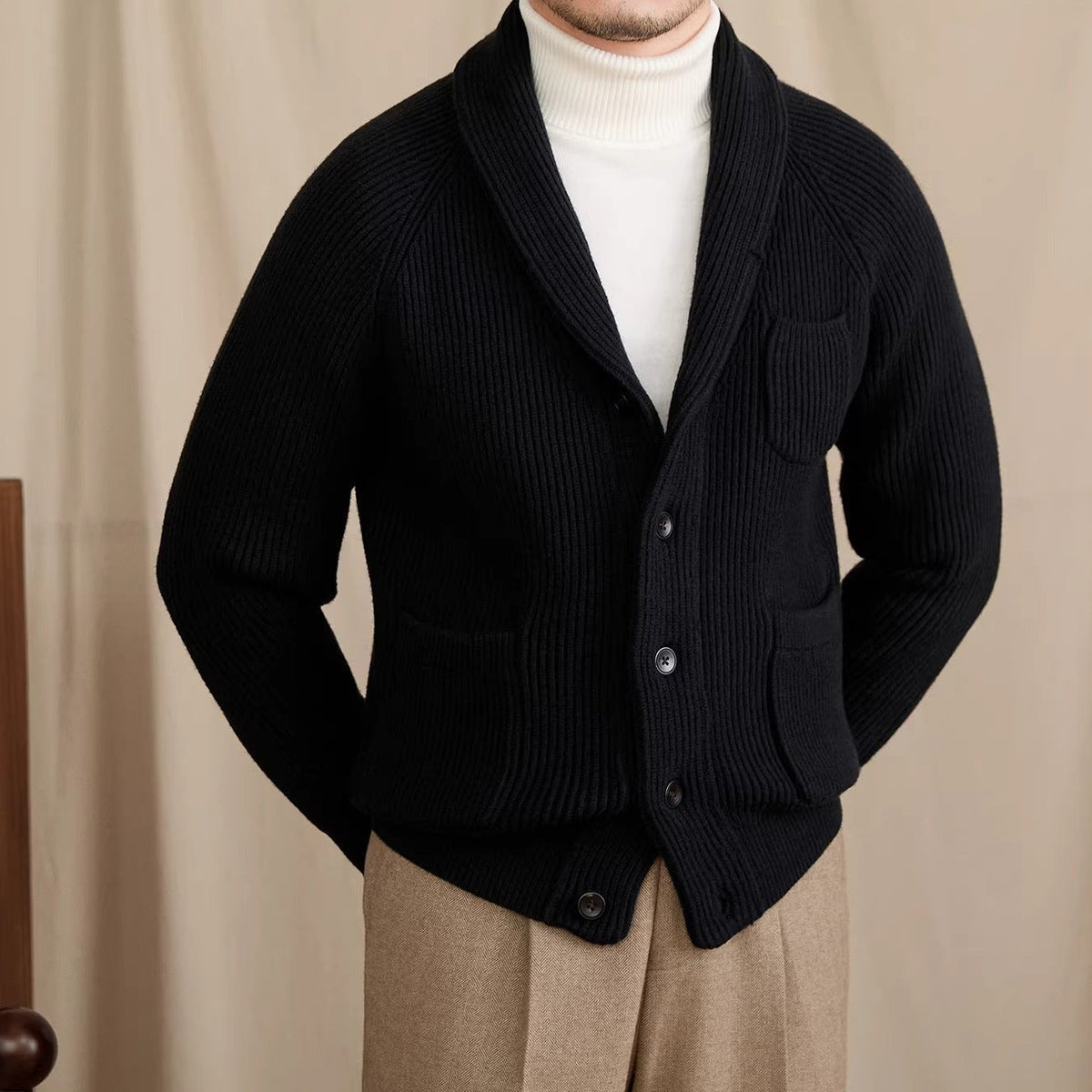 Men's Harrow Ribbed Shawl Collar Cardigan