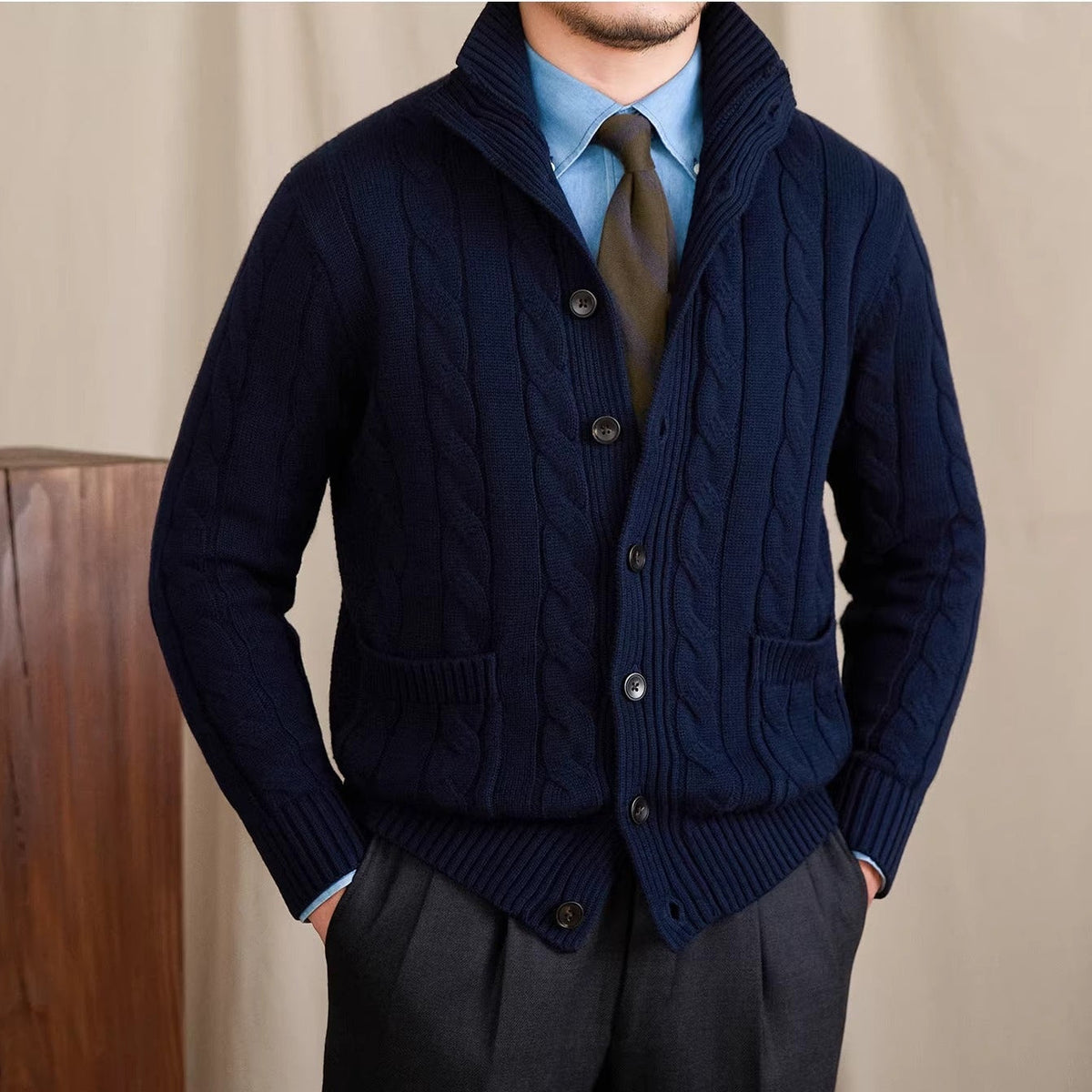 Men's St Moritz Buttoned Cable Knit Cardigan